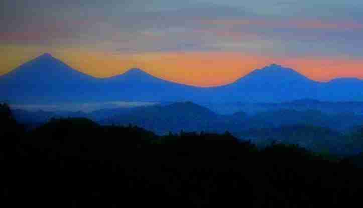 Volcanoes in the sunset